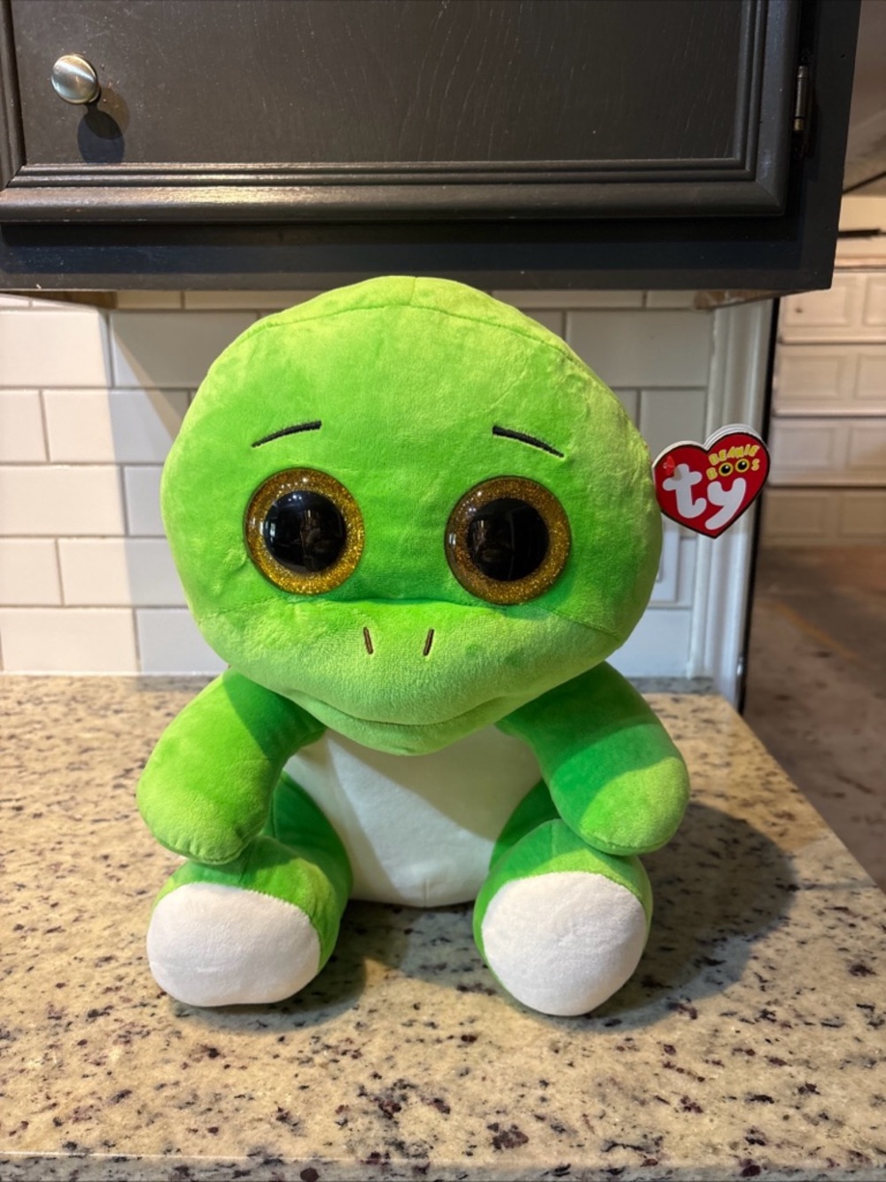 Ty Green Frog Plush with Sparkly Gold Eyes